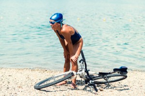 Tired triathlete